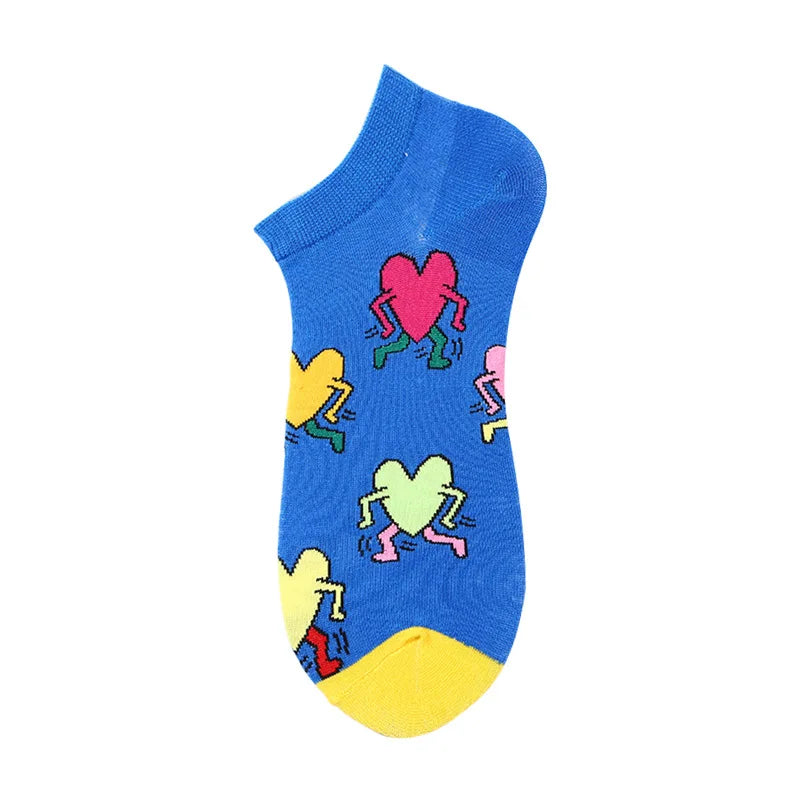 Novelty Men Short Socks Boat High Quality Geometric Fruit Sushi Colorful Pattern Fashion Socks