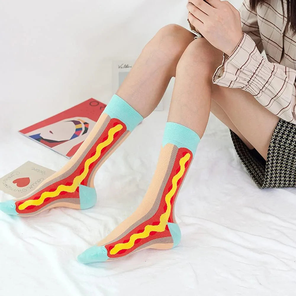 6 Pairs Unisex New Fashion Colorful Happy Casual Socks Dress Harajuku Cute Spaceman Grid Women Funny Socks