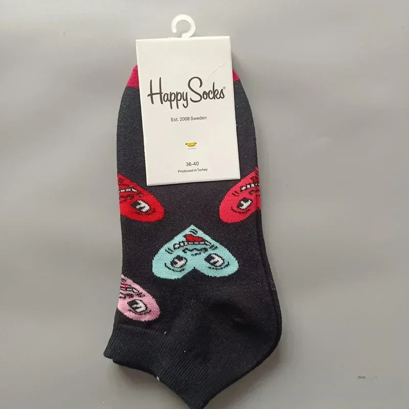 Novelty Happy Funny Mens Graphic Socks Summer Fruit Painting Dress Socks Low Cut SIZE 36-40