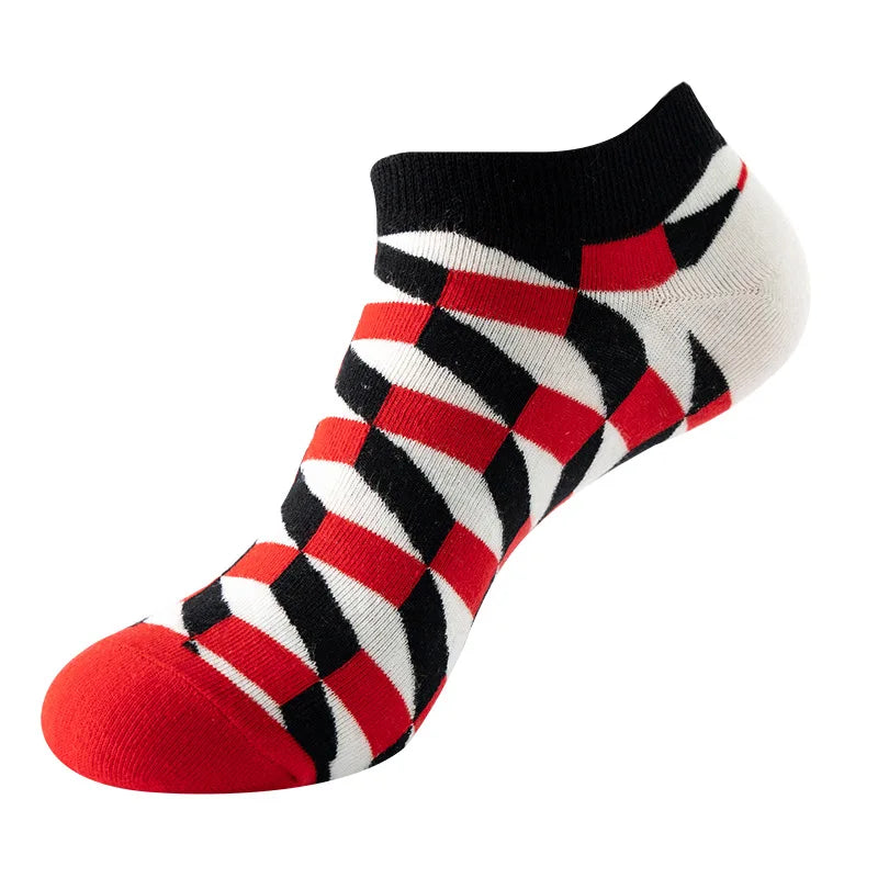 Novelty Men Short Socks Boat High Quality Geometric Fruit Sushi Colorful Pattern Fashion Socks
