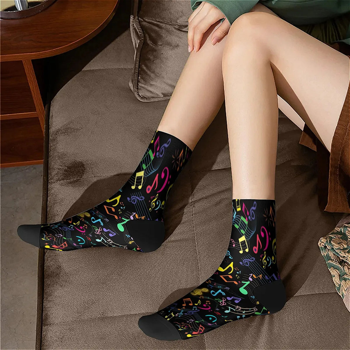 Music Notes Vintage socks Street Hip Hop Novelty Crew socks Comfortable Fashion casual socks Travel fitness party perfect gift