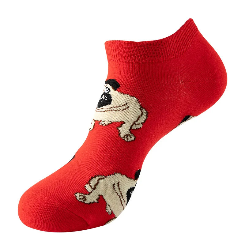 Novelty Men Short Socks Boat High Quality Geometric Fruit Sushi Colorful Pattern Fashion Socks