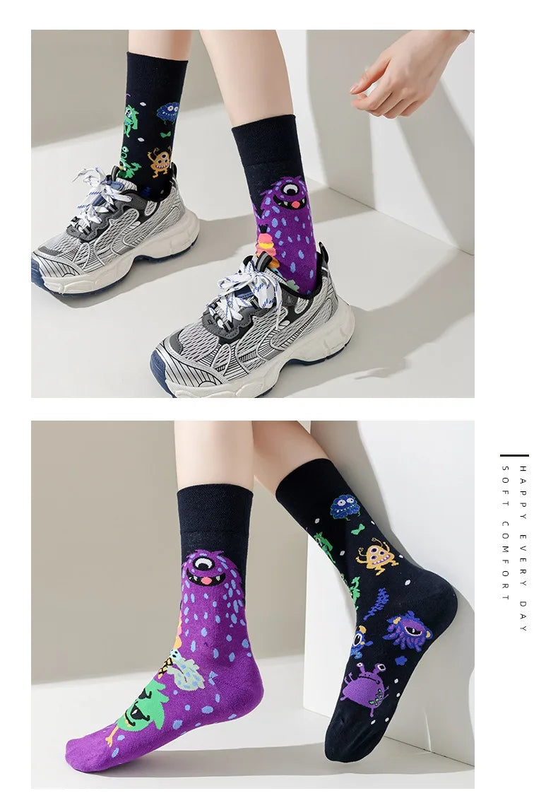 Men's Novelty Socks Men's Fun Dress Socks AB Styles Fashion  Personality Cartoon Colorful Funky Fancy Crazy Funny Casual Socks