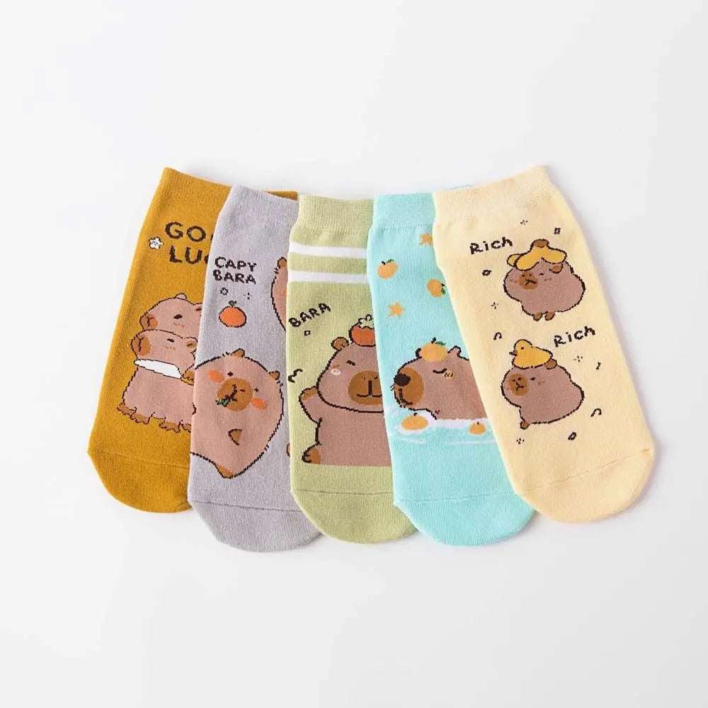 Novelty Anime Capybara Socks Letter Cotton Short Ankle Socks Kawaii Summer Hosiery Socks for Women Outdoor