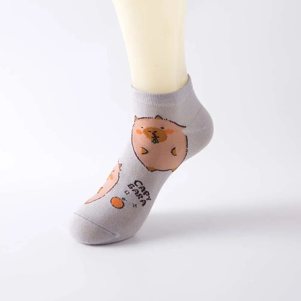 Novelty Anime Capybara Socks Letter Cotton Short Ankle Socks Kawaii Summer Hosiery Socks for Women Outdoor