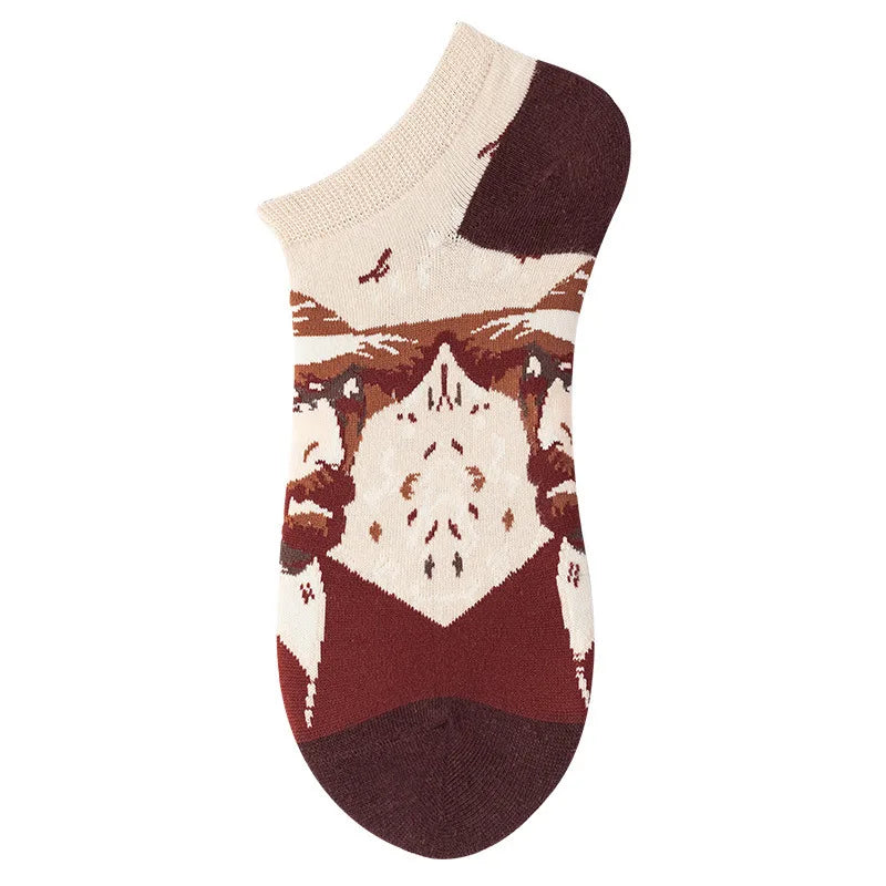 Novelty Men Short Socks Boat High Quality Geometric Fruit Sushi Colorful Pattern Fashion Socks