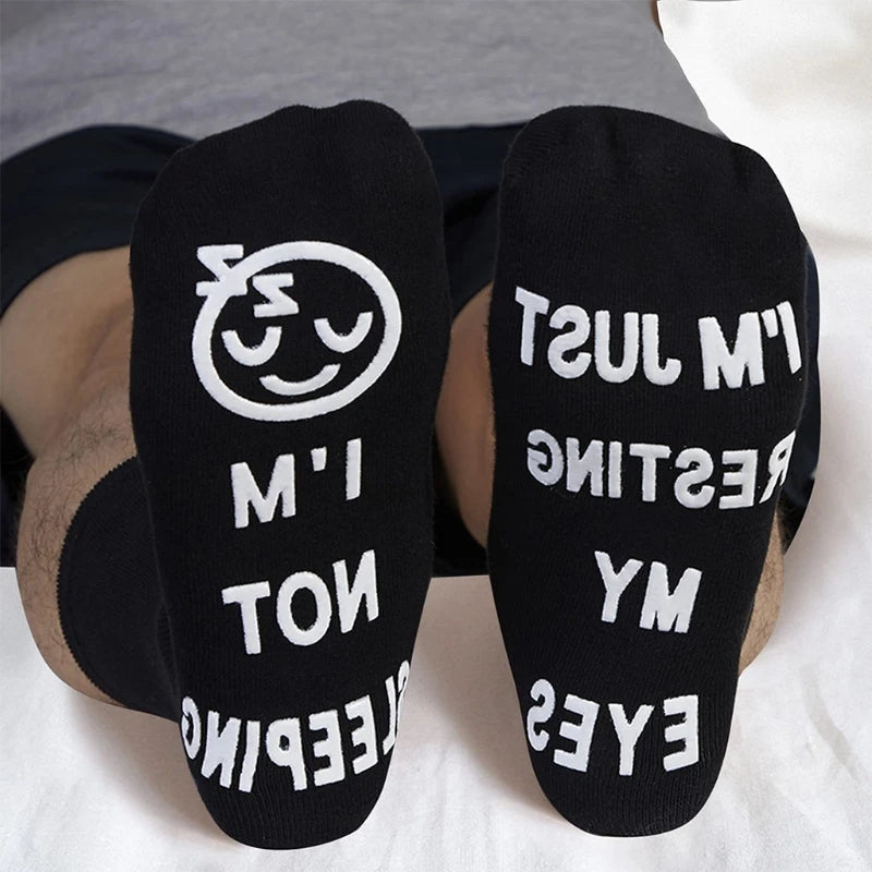 Novelty Funny Saying Ankle Socks I Not Sleeping Resting Eyes Hosiery Gifts