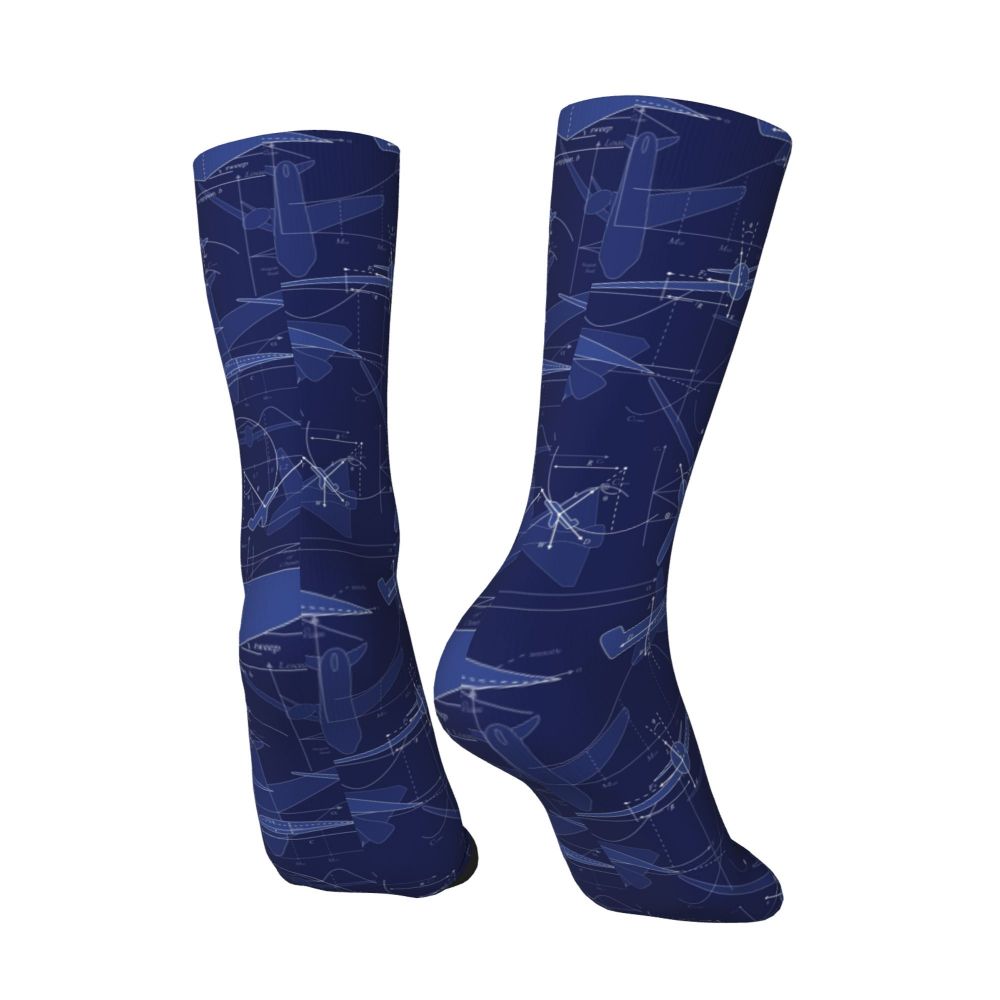 Novelty Printed Captain Stripes Epaulettes Socks for Women Men Stretchy Summer Autumn Winter Aviation Airplane Pilot Crew Socks