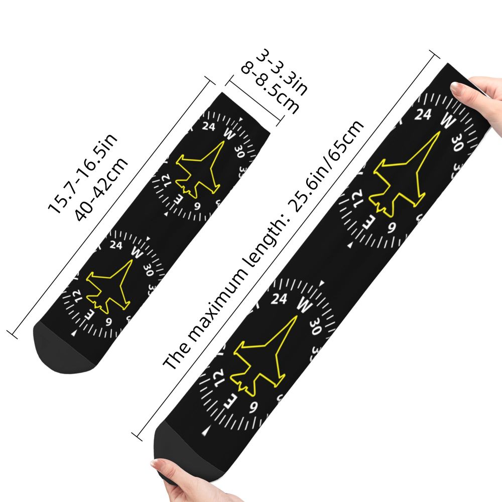Novelty Printed Captain Stripes Epaulettes Socks for Women Men Stretchy Summer Autumn Winter Aviation Airplane Pilot Crew Socks
