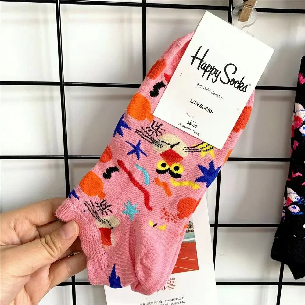 Novelty Happy Funny Mens Graphic Socks Summer Fruit Painting Dress Socks Low Cut SIZE 36-40