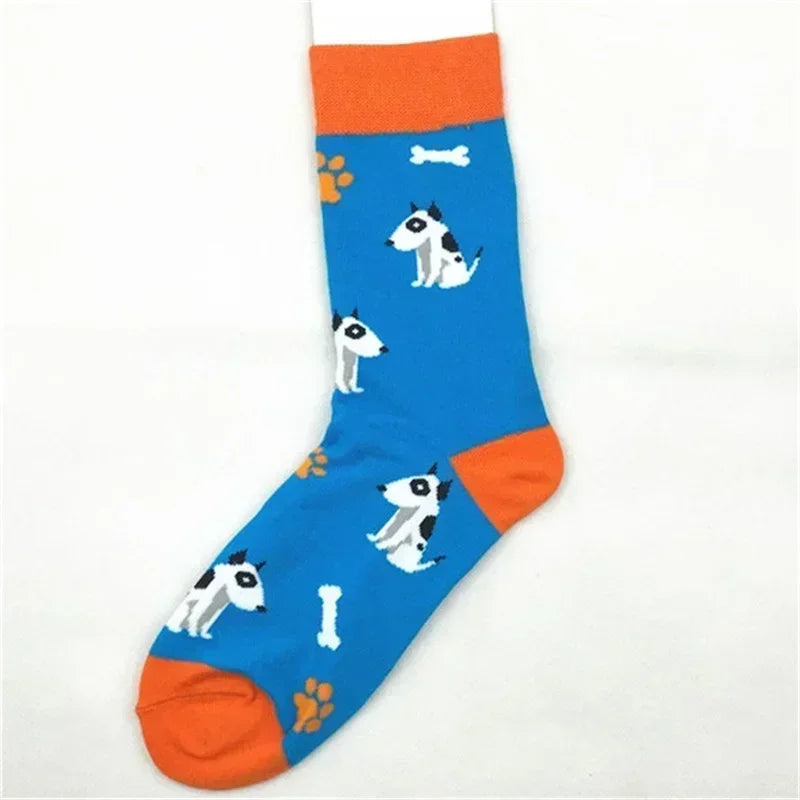 Novelty Happy Funny Men Graphic Socks Combed Cotton Omelette Frog Crazy Burger Salmon Corn Avocado Bird Fish Sock Christmas Gift