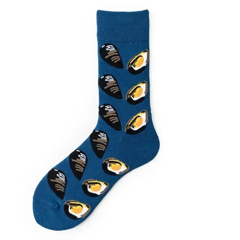 Novelty Happy Funny Men Graphic Socks Combed Cotton Omelette Frog Crazy Burger Salmon Corn Avocado Bird Fish Sock Christmas Gift