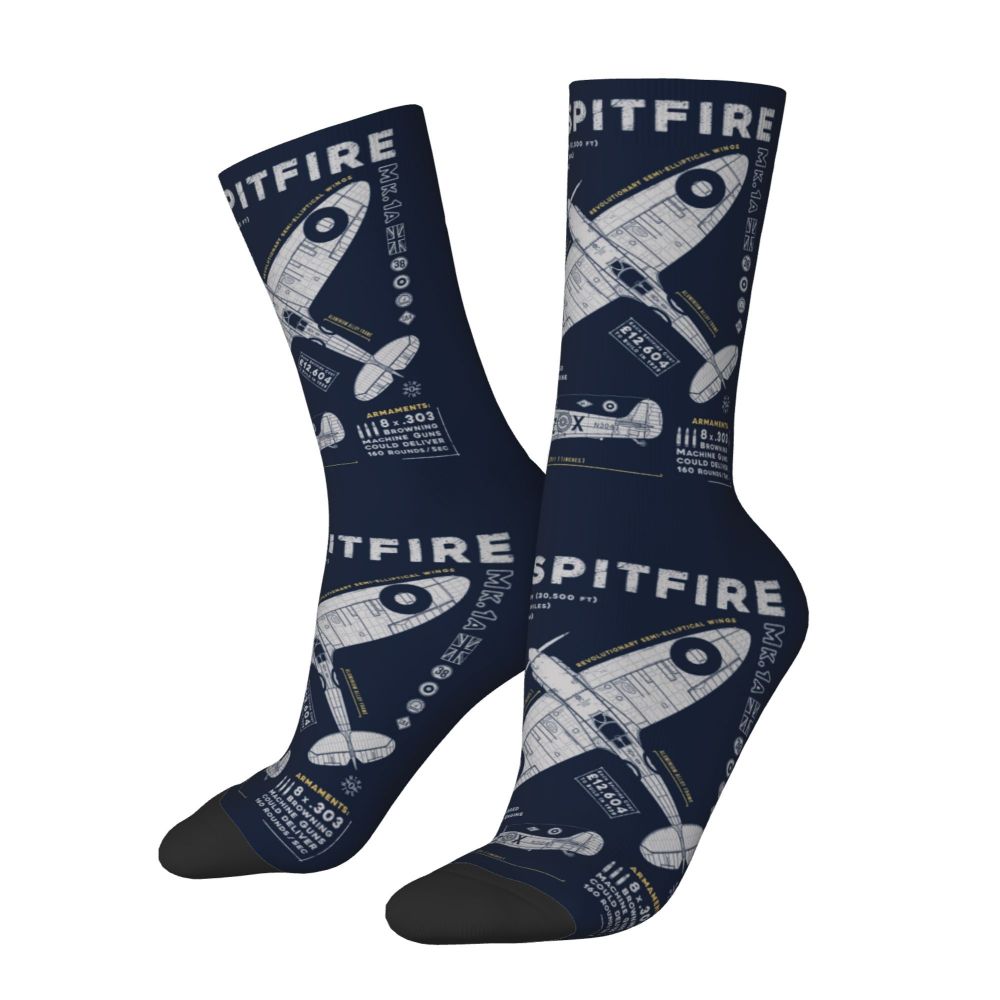 Novelty Printed Captain Stripes Epaulettes Socks for Women Men Stretchy Summer Autumn Winter Aviation Airplane Pilot Crew Socks