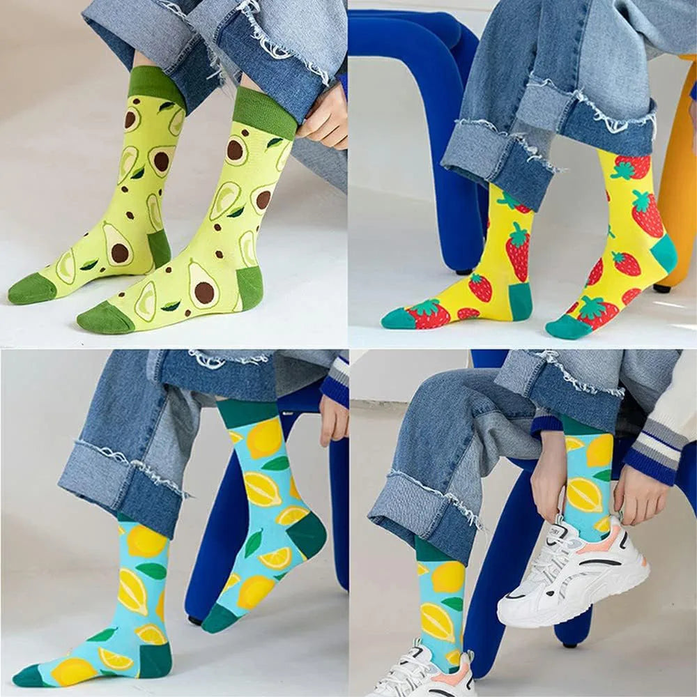 6 Pairs Unisex New Fashion Colorful Happy Casual Socks Dress Harajuku Cute Spaceman Grid Women Funny Socks