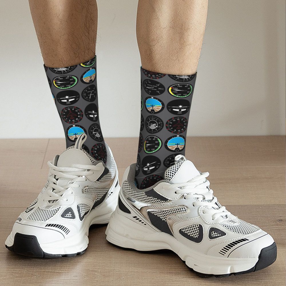 Novelty Printed Captain Stripes Epaulettes Socks for Women Men Stretchy Summer Autumn Winter Aviation Airplane Pilot Crew Socks