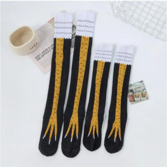 Novelty Cotton High Tube Chicken Feet Socks Breathable Harajuku Street Long Compression Socks 3D Print Above Knee High Socks