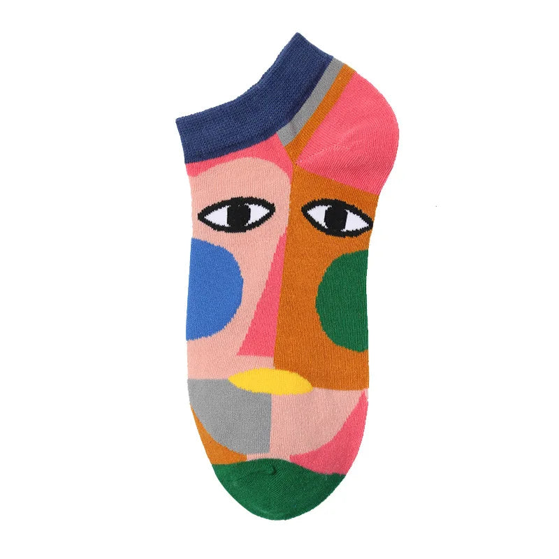 Novelty Men Short Socks Boat High Quality Geometric Fruit Sushi Colorful Pattern Fashion Socks