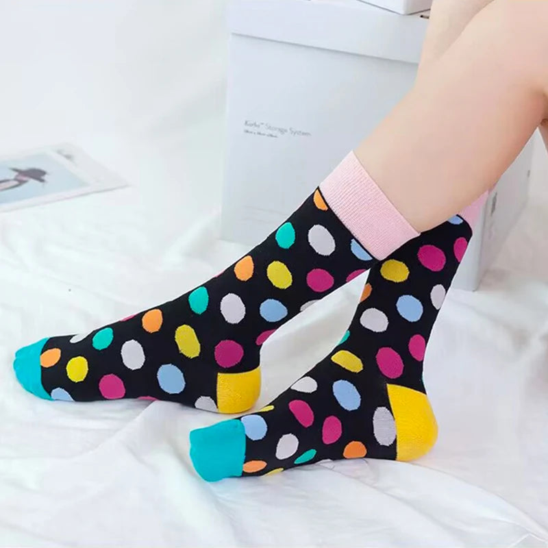 Novelty Hot Sales Happy Men Business Socks Casual Funny Socks Personality Colorful Dot Hip Hop Women Breathable Short Crew Socks