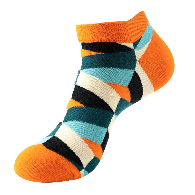 Novelty Men Short Socks Boat High Quality Geometric Fruit Sushi Colorful Pattern Fashion Socks