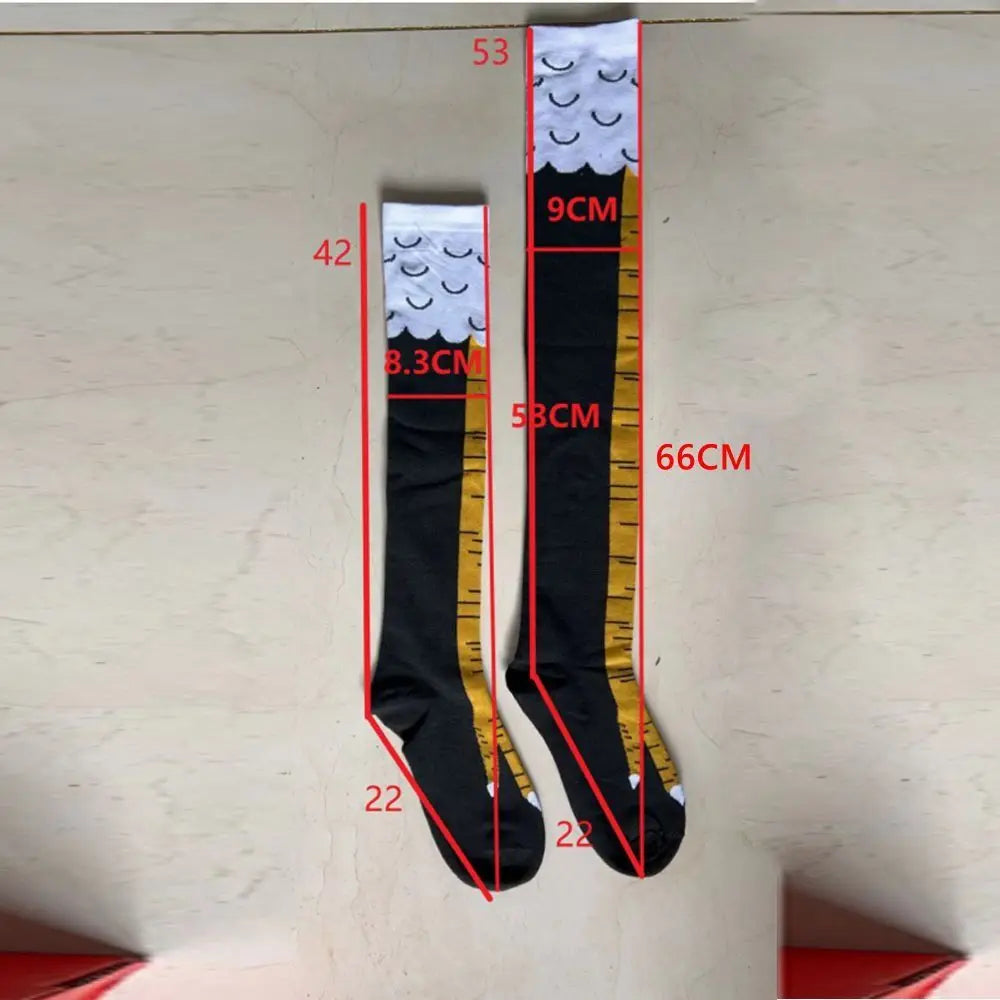 Novelty Cotton High Tube Chicken Feet Socks Breathable Harajuku Street Long Compression Socks 3D Print Above Knee High Socks