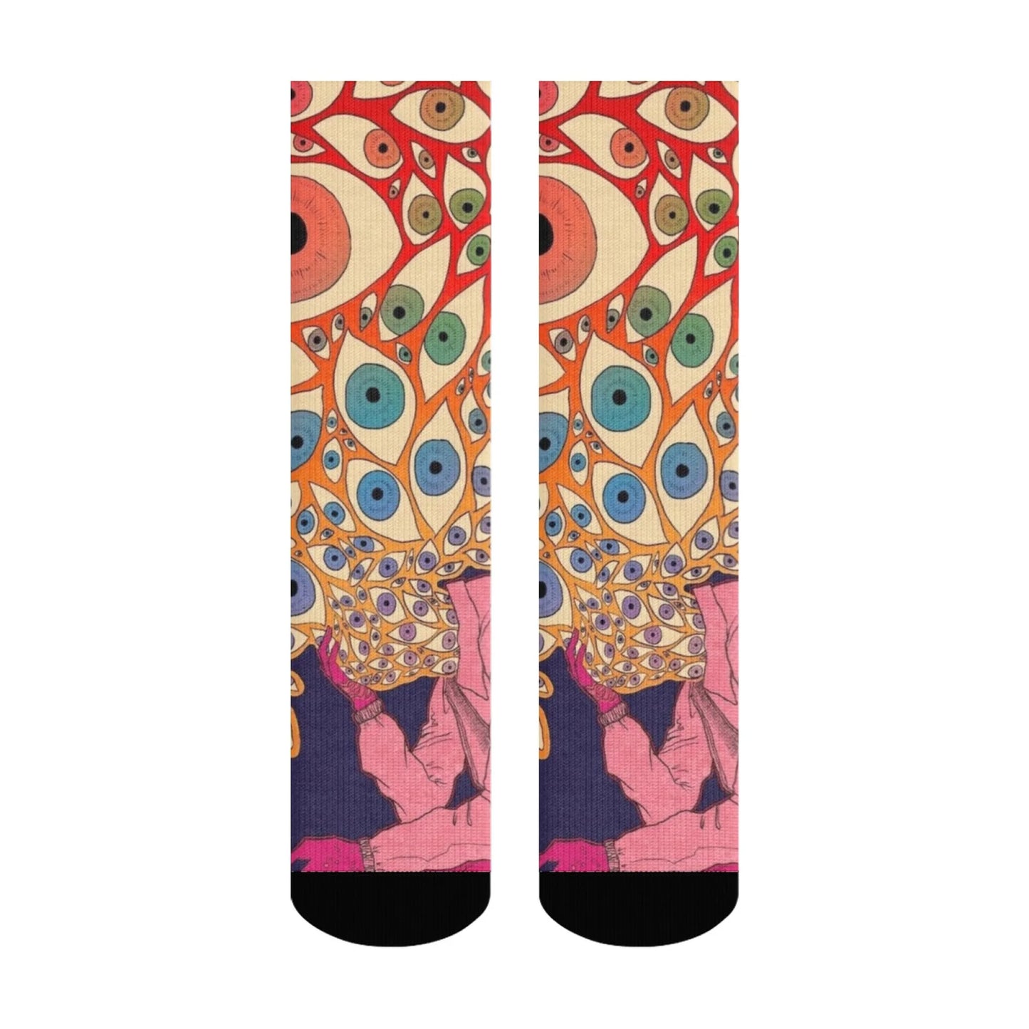 1 Pair 2025 New Unisex Socks Whimsical Novelty Cartoon Intricate Multicolored Eye Patterns Design Comfort Fashion Stocking
