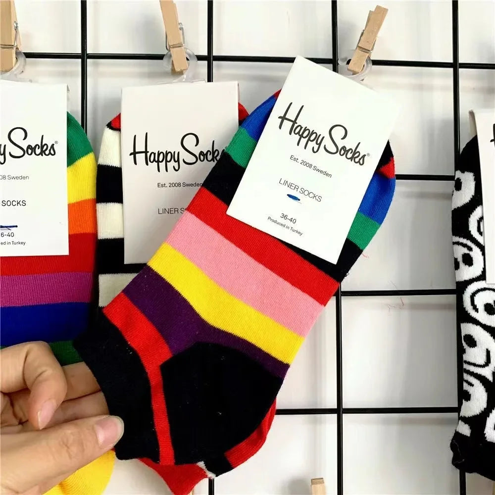 Novelty Happy Funny Mens Graphic Socks Summer Fruit Painting Dress Socks Low Cut SIZE 36-40