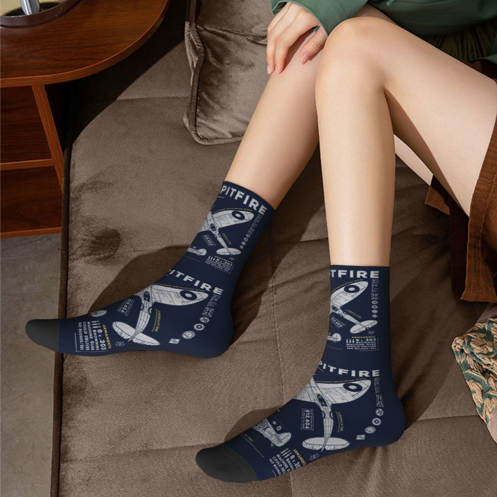 Novelty Printed Captain Stripes Epaulettes Socks for Women Men Stretchy Summer Autumn Winter Aviation Airplane Pilot Crew Socks