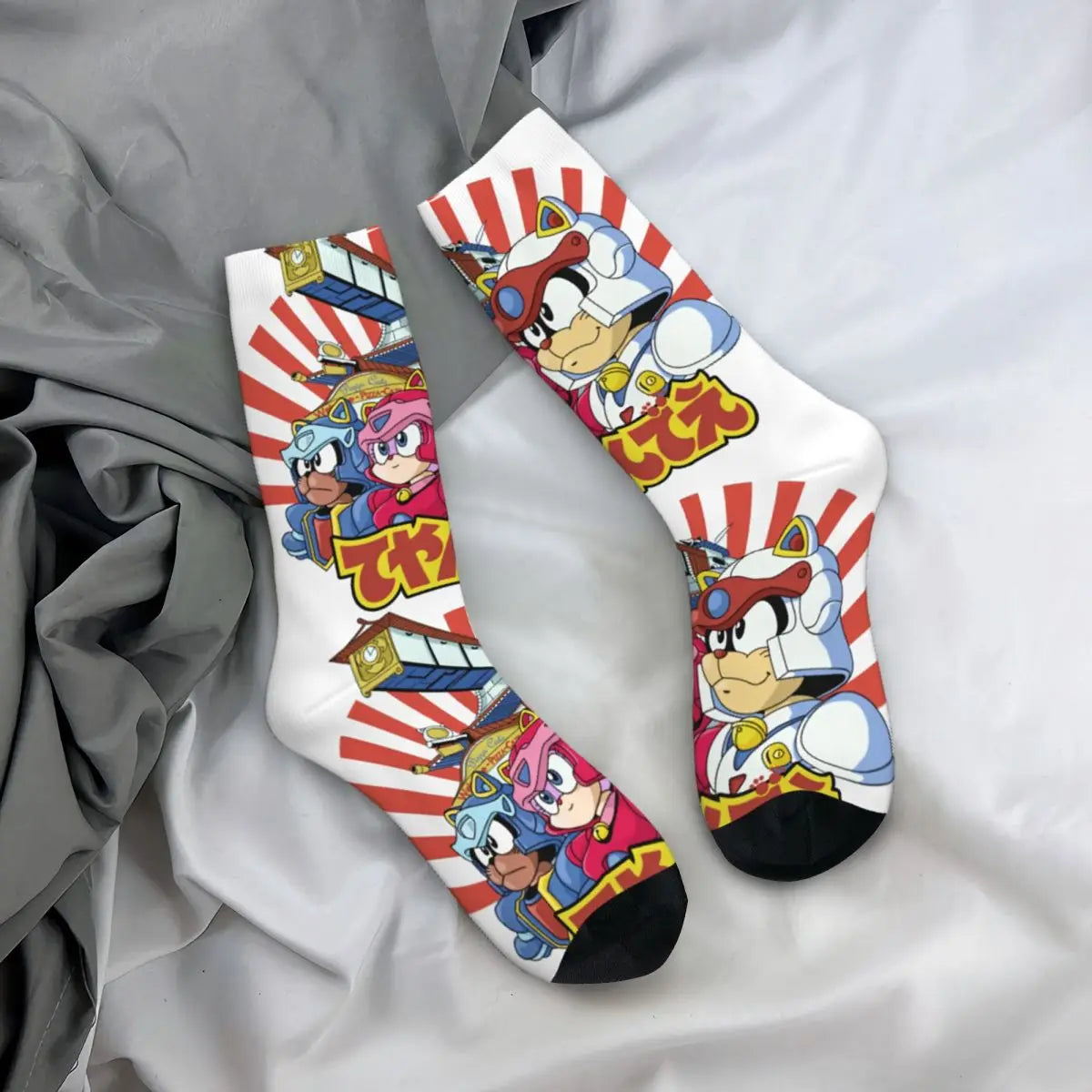 Funny Happy Men's Socks Classic Vintage Harajuku Samurai Pizza Cats TV Street Style Novelty Pattern Crew Crazy Sock Gift Printed