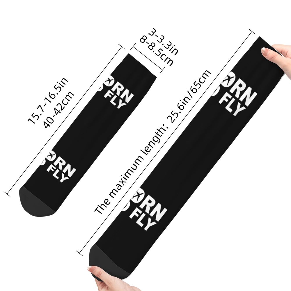 Novelty Printed Captain Stripes Epaulettes Socks for Women Men Stretchy Summer Autumn Winter Aviation Airplane Pilot Crew Socks