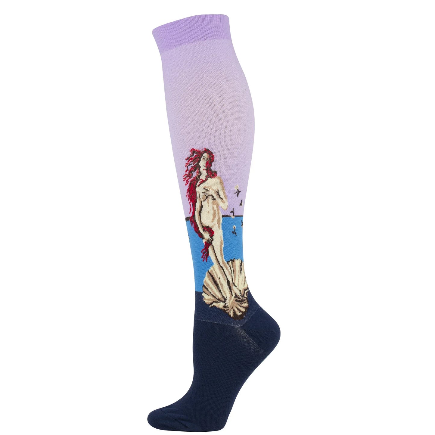 Novelty Funny Compression Socks Men Women Happy Oil Painting Shouting Mona Lisa Smile Hip Hop Nursing Compression Sock Popsocket