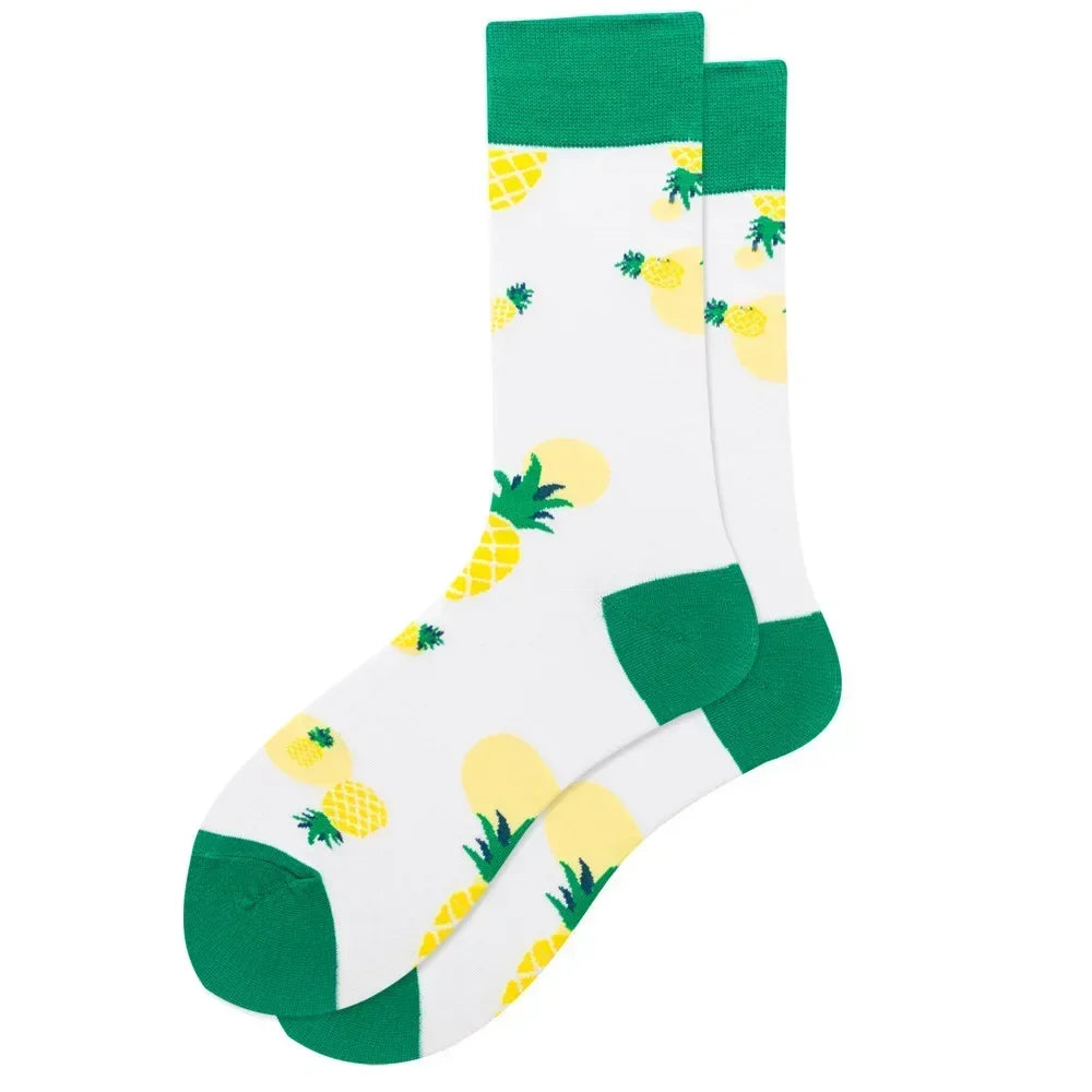 Novelty Happy Funny Men Graphic Socks Combed Cotton Omelette Frog Crazy Burger Salmon Corn Avocado Bird Fish Sock Christmas Gift