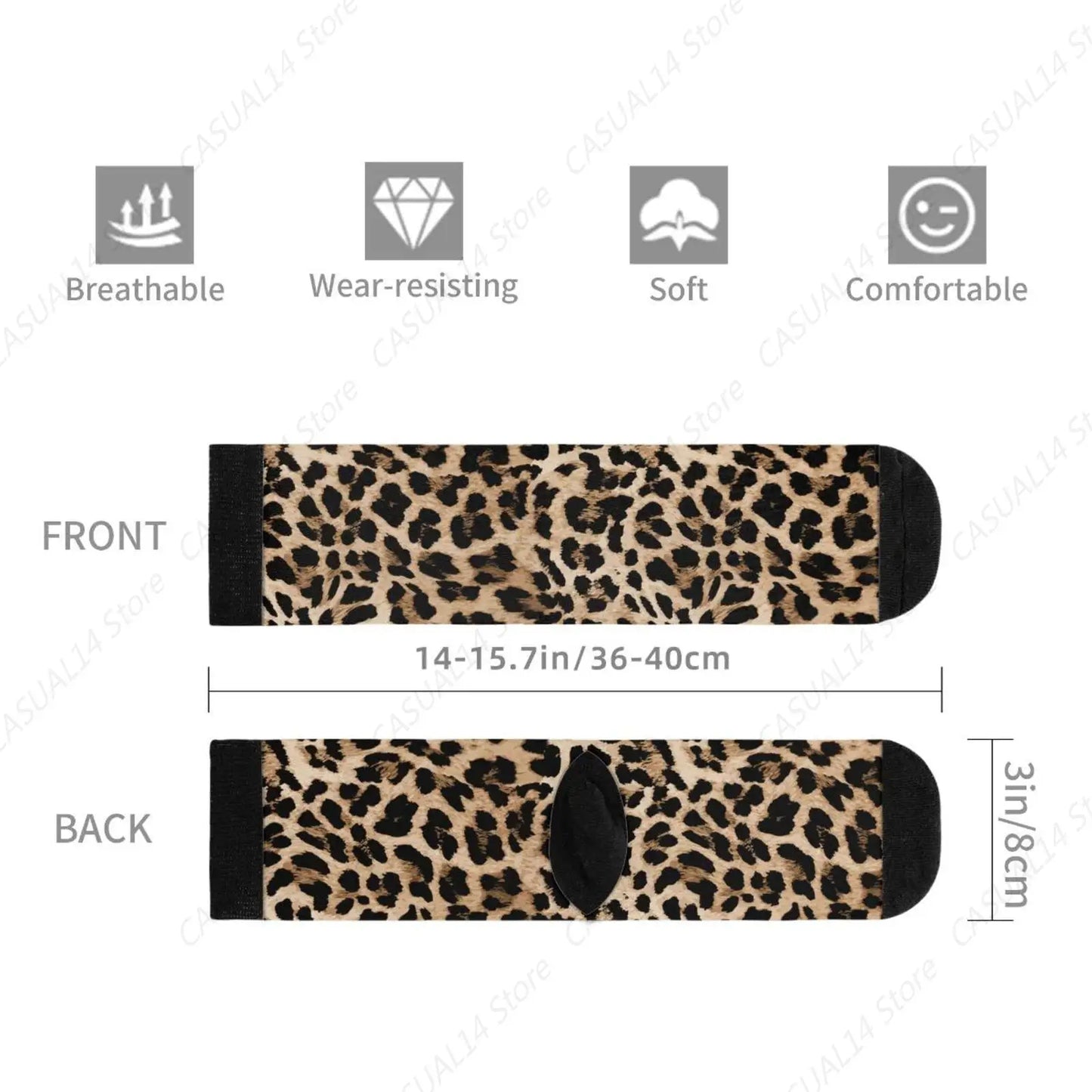 Cheetah Leopard Print Funny Novelty Socks Casual Athletic Crazy Cute Crew Socks For Women Men