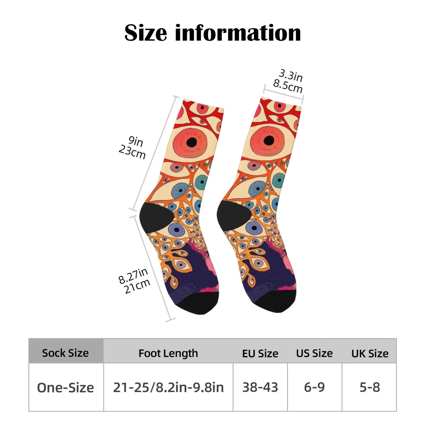 1 Pair 2025 New Unisex Socks Whimsical Novelty Cartoon Intricate Multicolored Eye Patterns Design Comfort Fashion Stocking