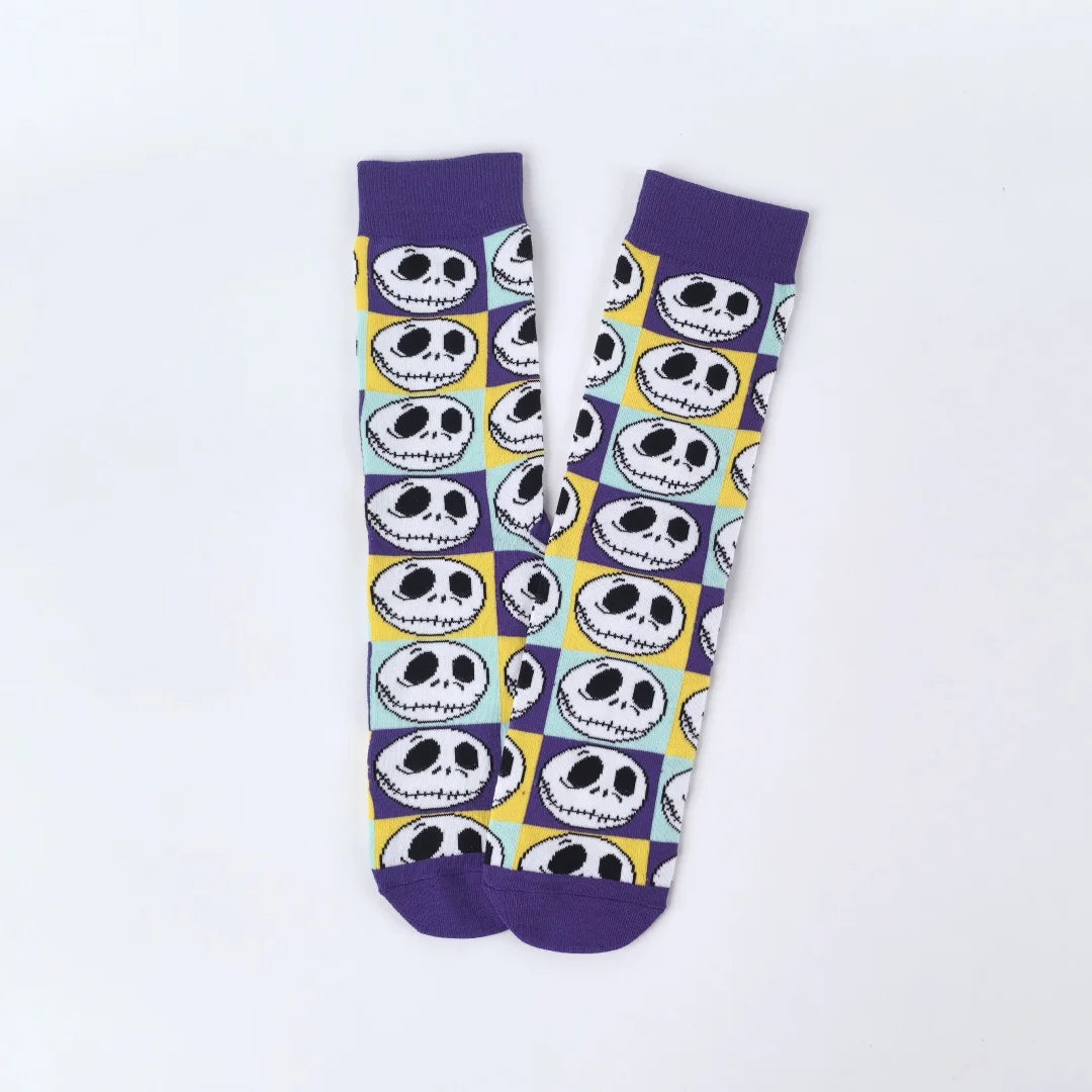 2 Pairs Novelty  Mens Crew Socks With Spooky Designs For Halloween Parties
