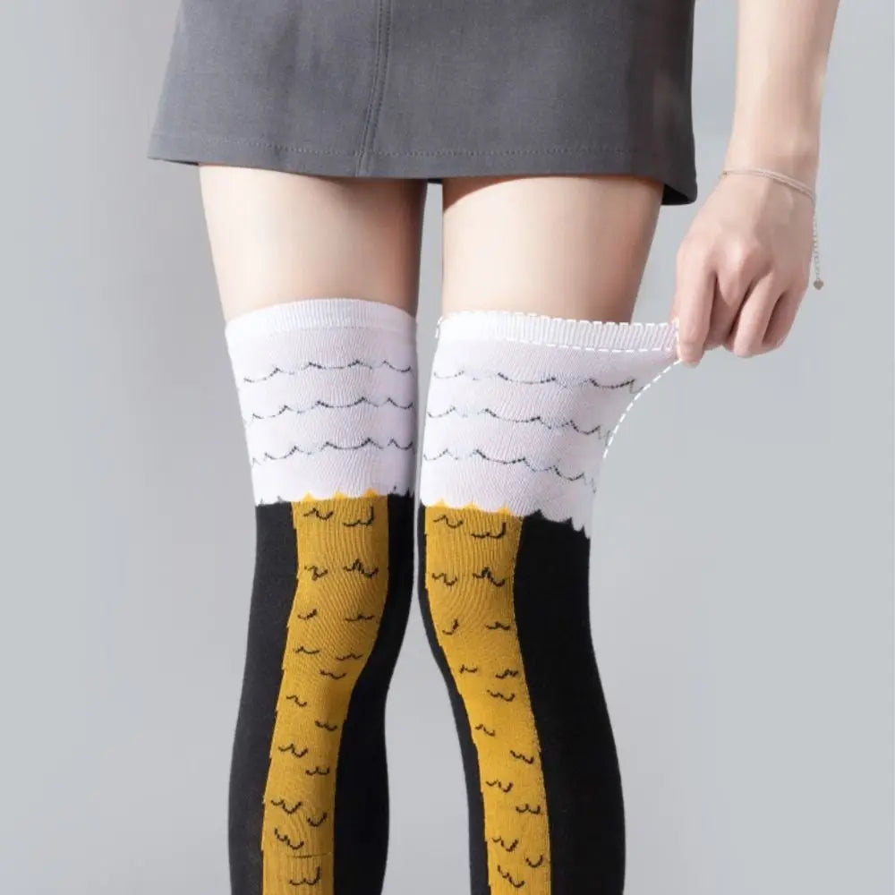 Novelty Cotton High Tube Chicken Feet Socks Breathable Harajuku Street Long Compression Socks 3D Print Above Knee High Socks