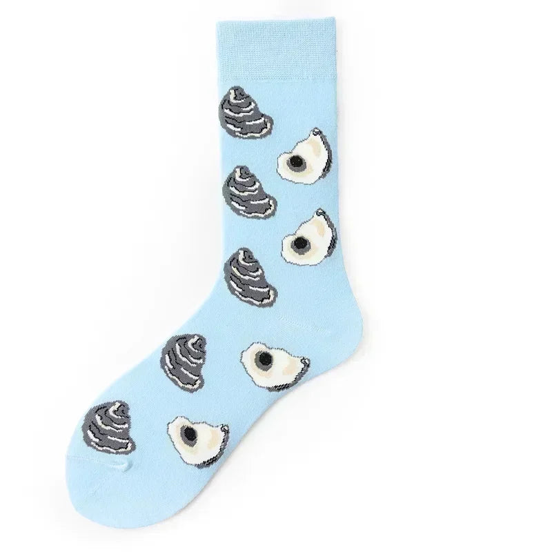 Novelty Happy Funny Men Graphic Socks Combed Cotton Omelette Frog Crazy Burger Salmon Corn Avocado Bird Fish Sock Christmas Gift