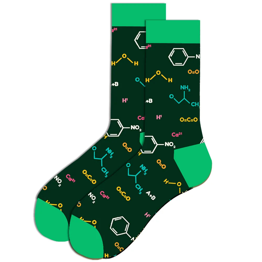 1 pair New Happy Mens Socks Women Novelty Cartoon Sock Combed Cotton Funny Men's Big Size Crew Hip Hop Thick Long Socks