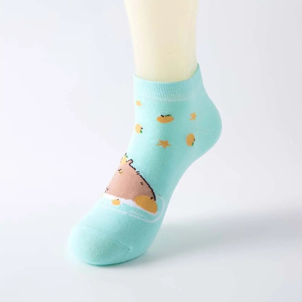 Novelty Anime Capybara Socks Letter Cotton Short Ankle Socks Kawaii Summer Hosiery Socks for Women Outdoor