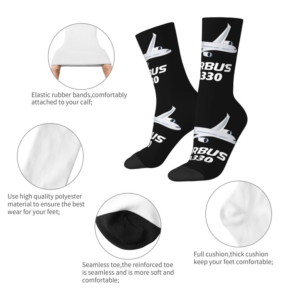 Novelty Printed Captain Stripes Epaulettes Socks for Women Men Stretchy Summer Autumn Winter Aviation Airplane Pilot Crew Socks
