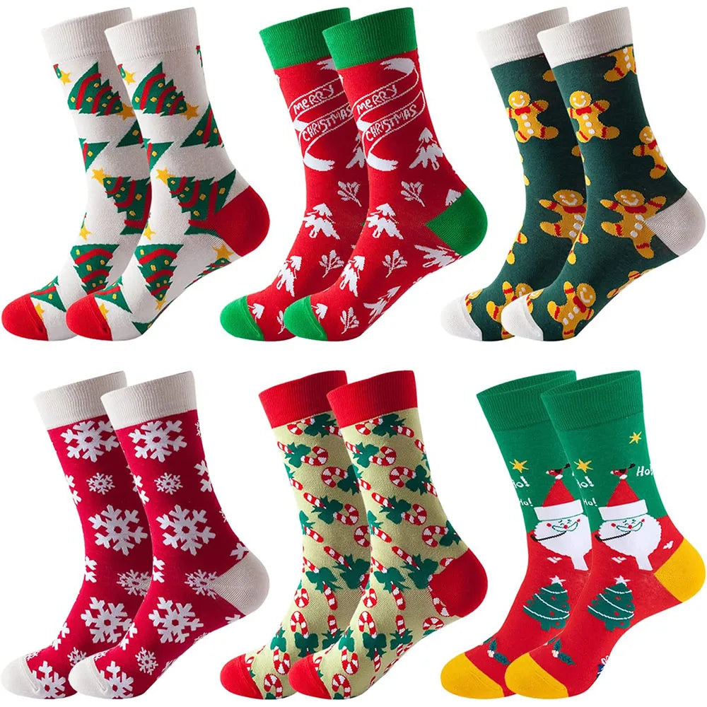6 Pairs Unisex New Fashion Colorful Happy Casual Socks Dress Harajuku Cute Spaceman Grid Women Funny Socks