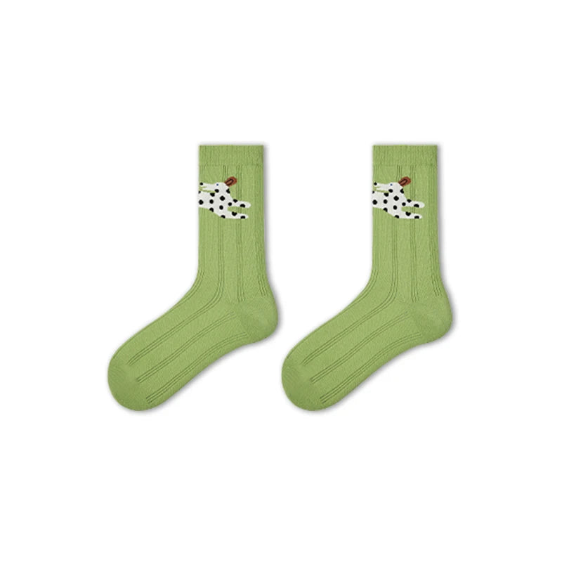 5 Pairs Women's Novelty Colorful Cat and Bunny Socks - Fun Animal Patterns, Mid-Calf Length, Playful Animal Designs,Cute Socks