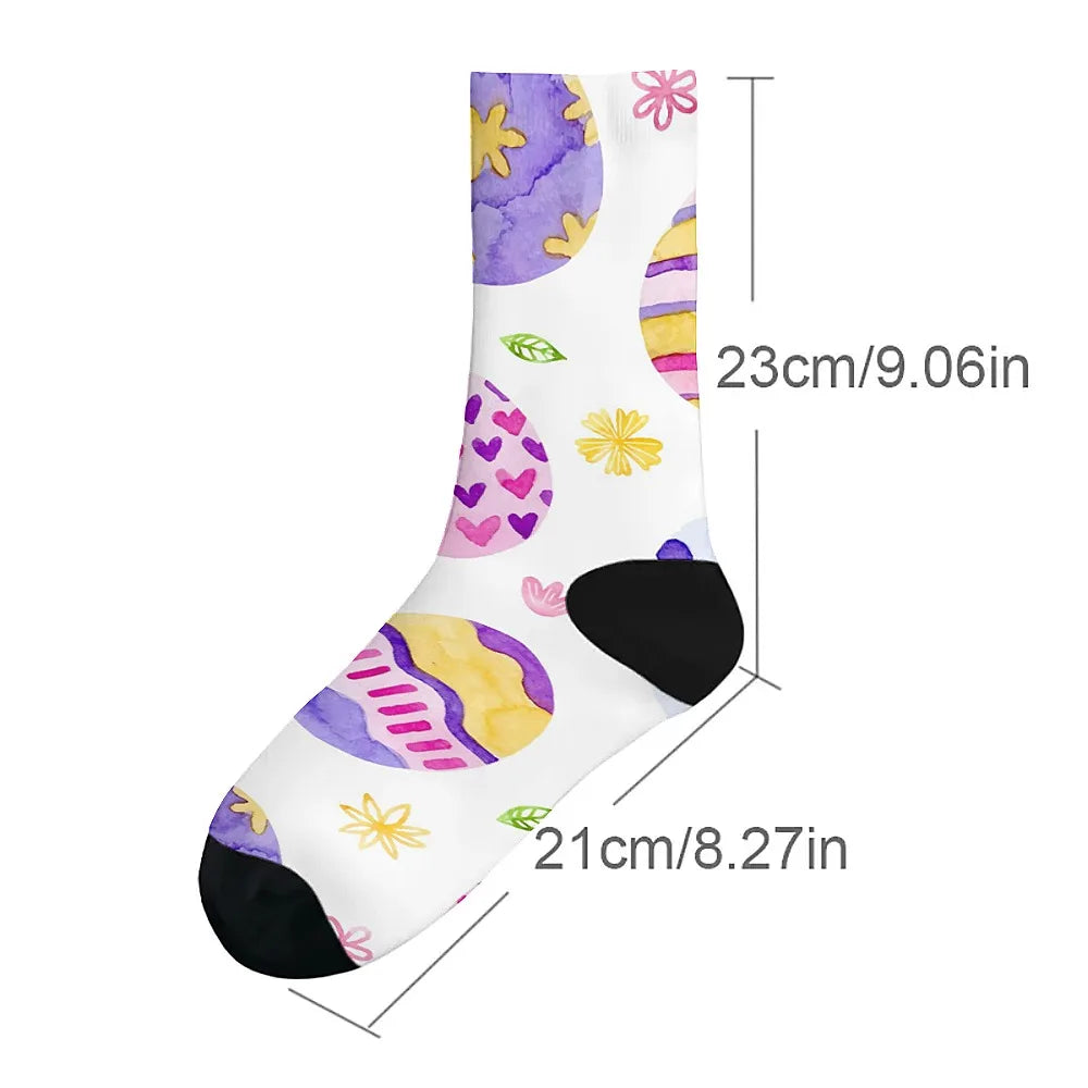 Happy Easter egg men's novelty mid-tube socks fashionable and cute versatile style breathable and warm perfect gift choice