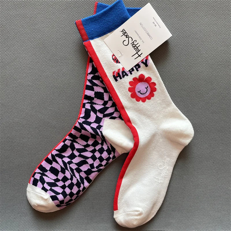 New Happy Socks All Over Cartoon Print Novelty Crew Socks 36-40