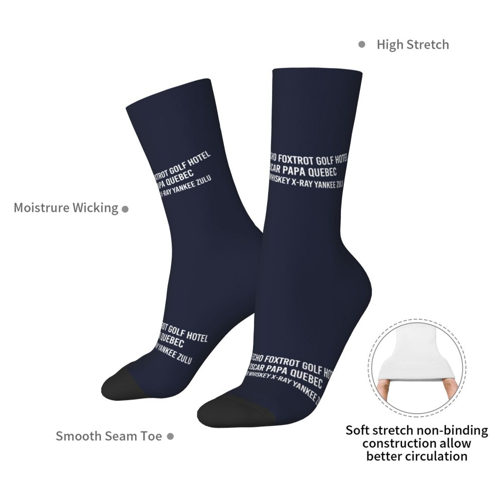 Novelty Printed Captain Stripes Epaulettes Socks for Women Men Stretchy Summer Autumn Winter Aviation Airplane Pilot Crew Socks