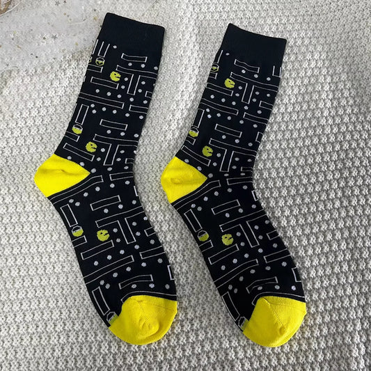 1 Pair Men's Funky Novelty Socks Unisex Old School Game Sock Trendy Fashionable Suit In All Seasons For Daily Street