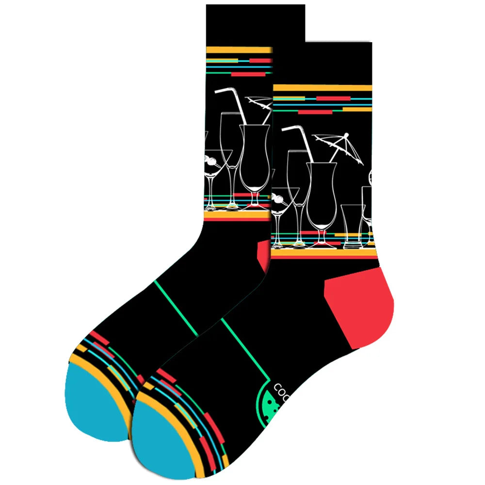 1 pair New Happy Mens Socks Women Novelty Cartoon Sock Combed Cotton Funny Men's Big Size Crew Hip Hop Thick Long Socks