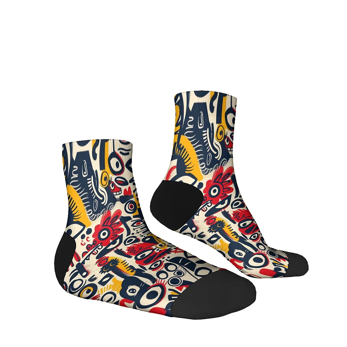 Novelty men's socks Abstract art graffiti print funny happy compression socks retro hip hop trend elements casual party sports