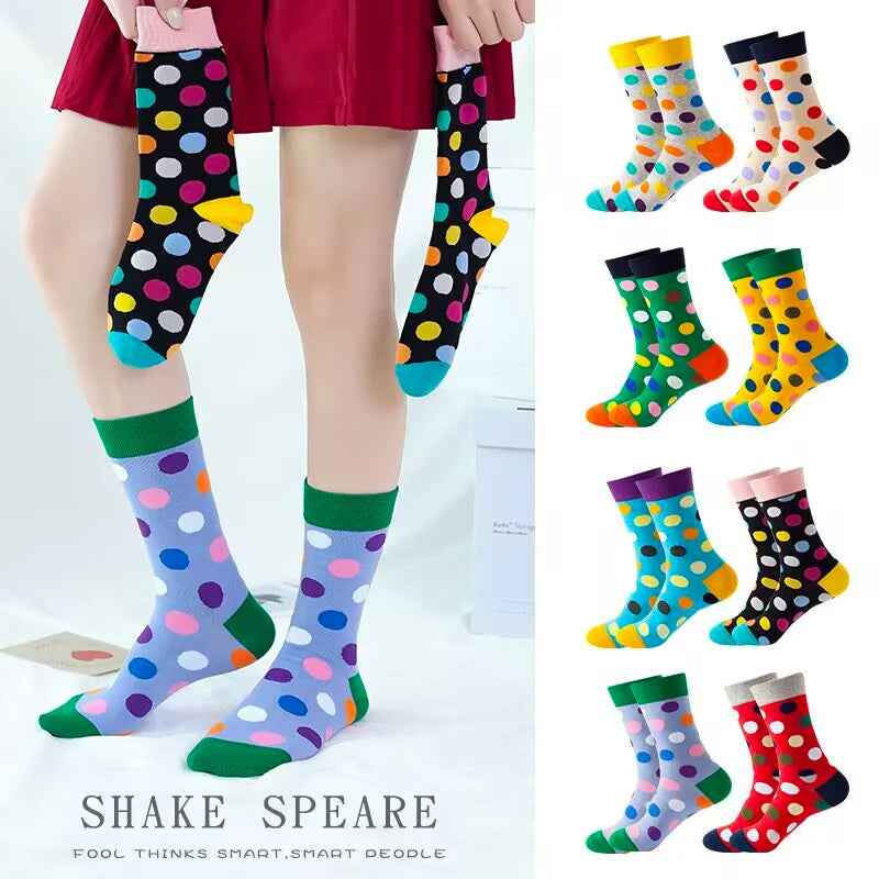 Novelty Hot Sales Happy Men Business Socks Casual Funny Socks Personality Colorful Dot Hip Hop Women Breathable Short Crew Socks