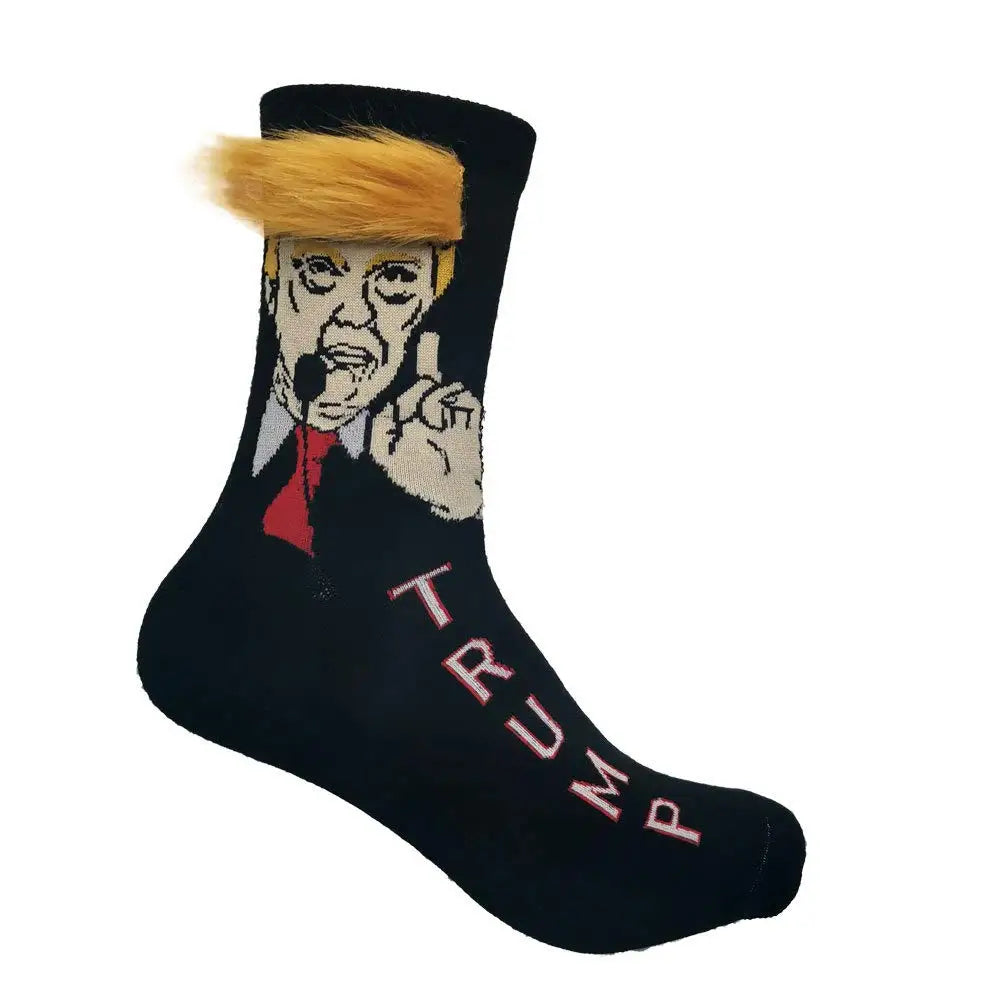 Funny Trump Novelty Socks With Hair Trump Unisex Socks Crew Socks  president Trump Merchandise Giftt