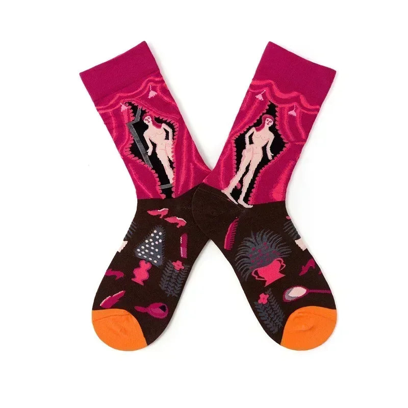 Novelty Happy Funny Men Graphic Socks Combed Cotton Omelette Frog Crazy Burger Salmon Corn Avocado Bird Fish Sock Christmas Gift